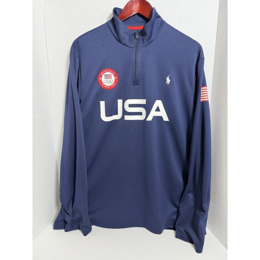Polo Ralph Lauren Mens XL Navy Team USA 2022 Winter Olympics Quarter Zip 267
